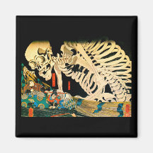 Squelette de Kuniyoshi appelé par la sorcière Magnets Pour Réfrigérateur