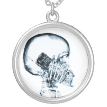 SQUELETTE DE RAYON X AU TÉLÉPHONE - BLEU PENDENTIF PERSONNALISÉ