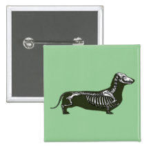 squelette de teckel badge avec épingle