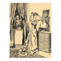 Squelette remarquant sur Madame victorienne Vintag Cartes Postales