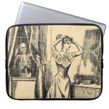 Squelette remarquant sur Madame victorienne Vintag Housses Ordinateur Portable
