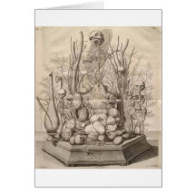 Squelettes déplaisants vintages, crânes et arbres carte de vœux