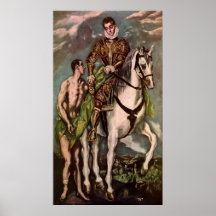 St Martin et le mendiant d'El Greco, circa 1600 Affiche