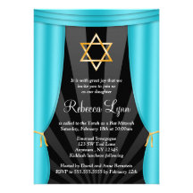 Star de Hollywood de bat mitzvah bleu turquoise de Invitations Personnalisées