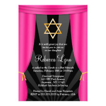 Star de Hollywood de bat mitzvah rose de David Cartons D'invitation
