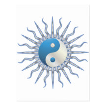 Starburst bleu Yin Yang Carte Postale