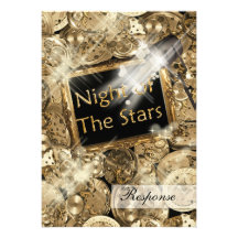 Stars de Hollywood noirs d'or Faire-part Personnalisés
