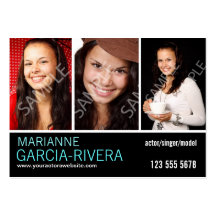 Stat triple de Headshot d'acteur Cartes De Visite Professionnelles