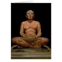 Statue de acroupissement de scribe cartes de vœux
