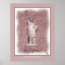Statue de dessin de la liberté New York City Posters