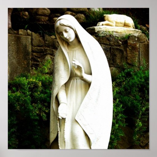 Statue de jardin de Vierge Marie Posters