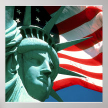 STATUE DE LA LIBERTÉ AVEC LE DRAPEAU AMÉRICAIN POSTERS
