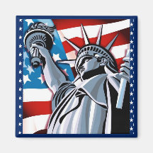 Statue de la liberté et du drapeau américain magnets pour réfrigérateur