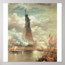 Statue de la liberté, New York circa 1800's Affiche