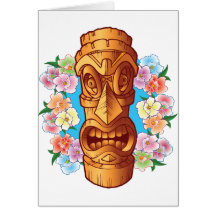 Statue de Tiki de bande dessinée Cartes De Vœux