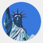 Statue d'illustration de liberté adhésifs ronds