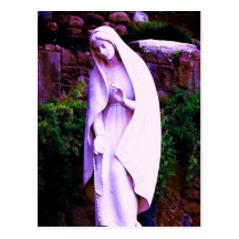 Statue pourpre changée de jardin de Vierge Marie Cartes Postales