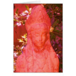Statue rose changée de Kwan Yin Cartes De Vœux
