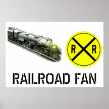Steam Locomotive And Railroad Crossing Sign Print