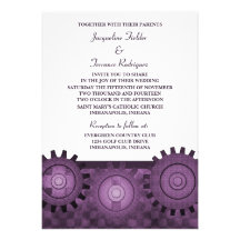 Steampunk embraye l'invitation de mariage, pourpre