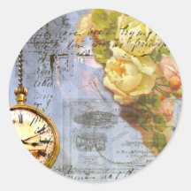 Steampunk et roses jaunes autocollant