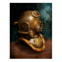 Steampunk - plongée - le casque de plongée carte postale