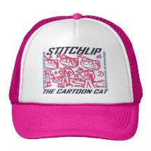 Stitchlip le logo de chat de bande dessinée casquettes de camionneur