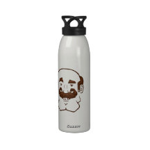 Strongstache (presque chauve, cheveux de Brown) Bouteilles D'eau