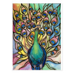 Style ARTpostcard en verre souillé de paon de Tiff Carte Postale