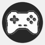 Style blanc du jeu vidéo 8bit de noir de contrôleu autocollant