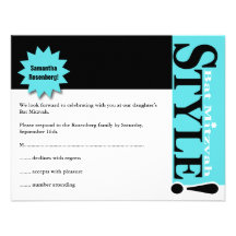Style ! Carte- de réponse de magazine de bat mitzv Cartons D'invitation