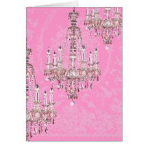 Style français de scintillement de Chandelier~Pink Carte