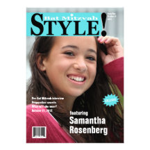 Style ! Invitation de magazine de bat mitzvah bleu