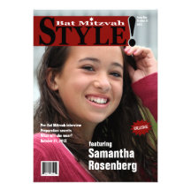 Style ! Invitation de magazine de bat mitzvah, rou