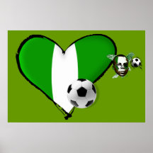 Style nigérien d'amour du football - coeur de drap poster