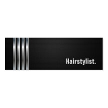 Styliste en coiffure - rayures argentées noires cartes de visite personnelles