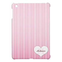 Subtle Pink Stripes - Custom Heart iPad Mini Case