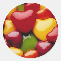 Sucrerie de coeur autocollant rond