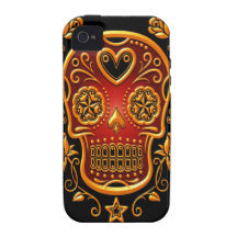 Sucrez le crâne avec des roses, le jaune et le rou coque Case-Mate iPhone 4