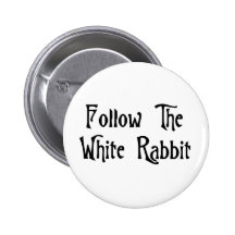 Suivez le lapin blanc badges avec agrafe