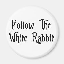 Suivez le lapin blanc magnets pour réfrigérateur