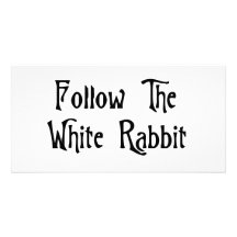 Suivez le lapin blanc modèle pour photocarte