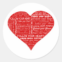 Suivez votre coeur - rouge et blanc adhésif