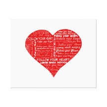 Suivez votre coeur rouge et blanc de coeur - d'amo impression sur toile