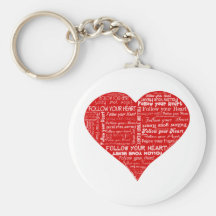 Suivez votre coeur - rouge et blanc porte-clef