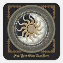 Sun et ex-libris païen de roue de lune autocollants