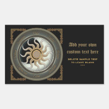 Sun et ex-libris païen de roue de lune stickers rectangulaires