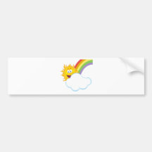 Sun se cachant derrière le nuage et l'arc-en-ciel adhésif pour voiture