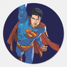 Superman volant en avant autocollant rond