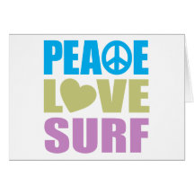 Surf d'amour de paix cartes de vœux